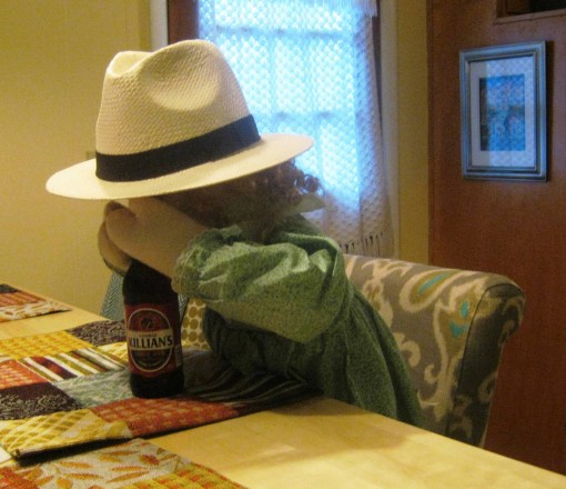 Penelope Anne takes the edge off with some Irish ale.