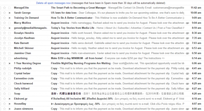 A sample of the spam email I recieve