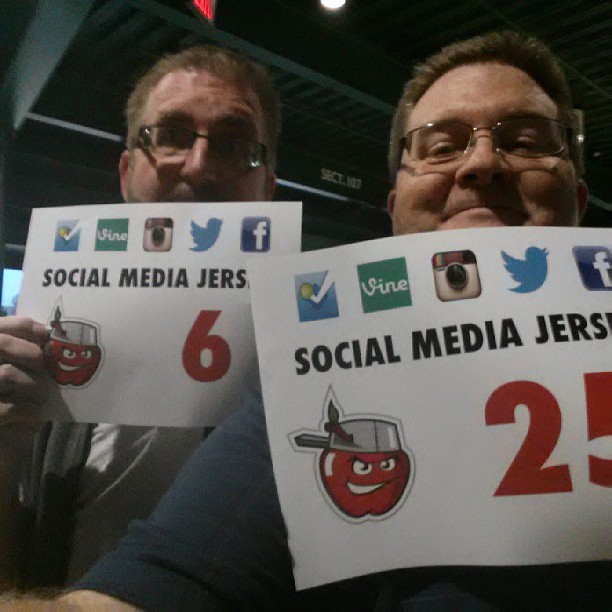 Kevin Mullett and myself with our winning tickets to get our #TinCaps Social Media Jerseys